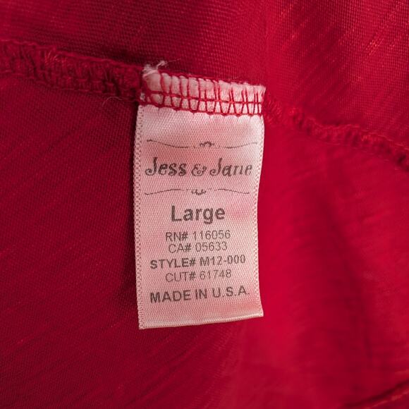 Jess Jane Tunic Top Tee L Red Artsy Flowy Lagenlook Pocket Abstract Maximalist - Picture 8 of 9